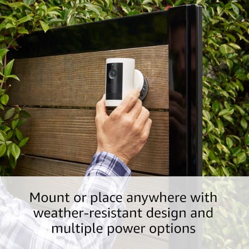 Introducing Ring Outdoor Cam Plus, Plug-In — Wide-Angle 2K Video with Ring Vision, Low-Light Sight for full-color night vision, Mount-anywhere versatility, White