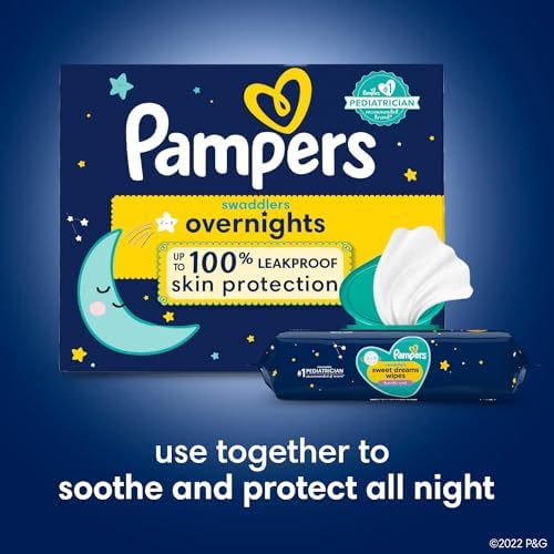 Pampers Overnight Diapers - Swaddlers Overnights - Size 5, 50 Count, Disposable Baby Diaper, Night Time Leak and Skin Protection