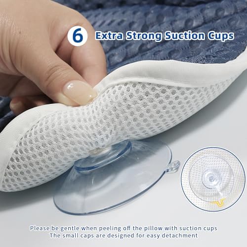 Bath Pillow, Bath Pillows for Tub Neck and Back Support, Bathtub Pillows for Head and Neck with 6 Strong Non-Slip Suction Cups, 4D Air Mesh, Bath Accessories Spa Gifts for Women(Blue)