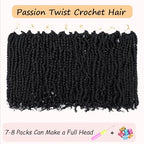 8 Packs Passion Twist Hair 12 Inch Pre-twisted Passion Twist Crochet Hair Pre-looped Crochet Braids Hair for Women Passion Twists Braiding Hair Synthetic Hair Extensions (12Strands/Pack; 1B#)