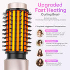 Cordless Curling Iron Brush, 2024 New Portable Travel Curling Iron Mini Brush for Women, 7000Mah USB Rechargeable Curling Wand Brush with Negative Ion, Pink