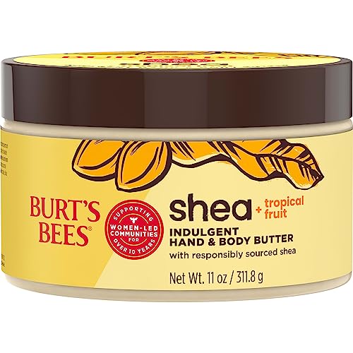 Burt's Bees Valentines Day Gifts, Shea + Tropical Fruit Indulgent Hand and Body Butter, Non-Greasy, Antioxidant Rich for Glowing Skin, Non-Irritating, Natural Origin Skin Care, 11 oz.