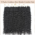 9 Packs Boho Box Braids Crochet Hair 18 Inch Goddess Box Braids Crochet Hair With Curly Ends Synthetic Bohemian Braids Hair Extension For Women (18inch, 1b)