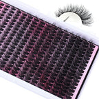 FANXITON DIY Lash Extension Kit Fluffy Lash Clusters 288 pcs Thick Lash Clusters Kit D Curl 10-18 mm Cluster Eyelash Extension Kit with Lash Bond and Seal Lash Tweezers Individual Lashes For Beginners