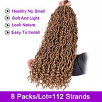ZRQ 27 Goddess Locs Crochet Hair 18 Inch Boho Faux Locs Crochet Braids, 8 Packs Honey Blonde River Locs With Curly End For Women Hair Extension 27#