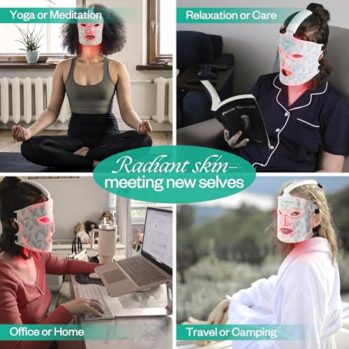 Red Light Therapy Mask & Neck, Near-Infrared 850 Red Light + 7 Colors Led Face Mask Light Therapy, Portable and Rechargeable [LMask Pro]