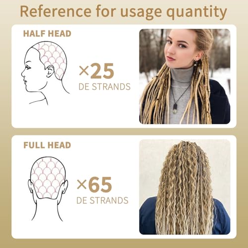 Boho Dreadlocks extension Synthetic Double Ends Dreadlocks with Curly Ended, 20 inches 5 Strands Fish-Bone Braids, Handmade Soft DE Dread Locks (DE 27/613, 24inch)