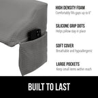 GORILLA GRIP Queen Bed Wedge Pillow for Headboard Gap, Filler Between Mattress Gaps, US Designed, Comfortable Supportive High Density Cushion Foam Pillows, Stay in Place Gripping Dots, Soft Gray