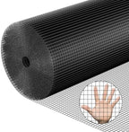 Hardware Cloth PVC Coated Wire Mesh 48'' x 50' 1/2inch Mesh Black Vinyl Coated Fence Chicken Wire Fencing 19 Gauge Chain Link Fence for Chicken Coop, Animal Control,Gutter Guard, and Home Improvement