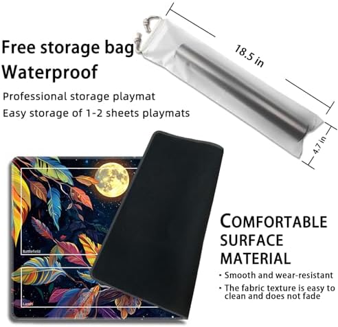 MTG Playmat with Zones Magic Card Playmat Game Mat,TCG & CCG Card Games Mat with Free Storage Bags Size 24 x 14 Inches (with Zones,Owl)