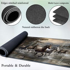 for MTG Game Playmat, for Magic TCG Rubber Play mat,Tabletop Card Playmats with Smooth Surface,Trading Card Inked Game Mat with New Zones,Battle Game,Horses in River