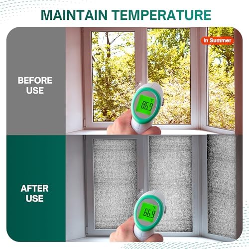 Window Insulation for Summer Heat, Reflective Insulation Roll 48 in X 10 Feet, Double-Sided Aluminum Foam Core Radiant Barrier Kit with Tape for RV Windows Garage Door