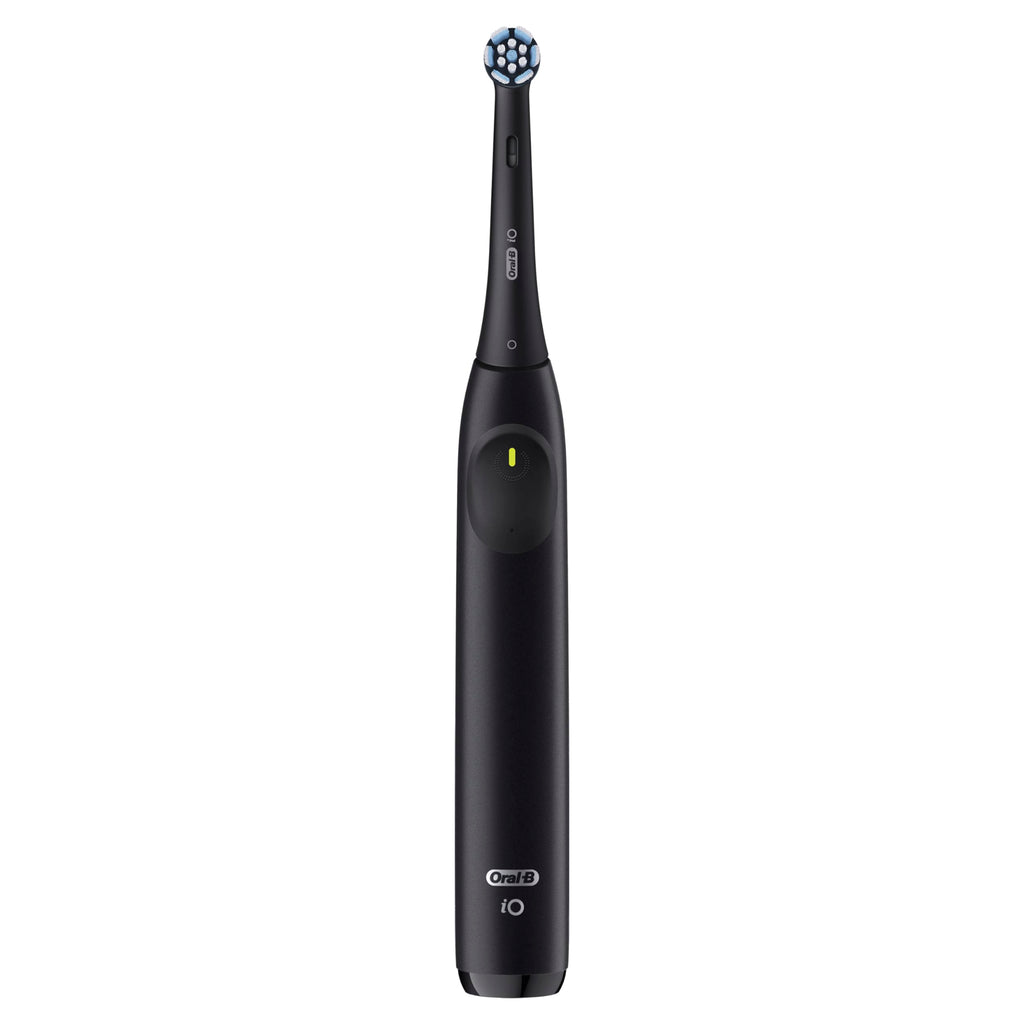 Oral-B Rechargeable Electric Toothbrush, iO2 Starter Kit, 3 Cleaning Modes, Automatic Pressure Sensor to Protect Gums, 2 Brush Heads, Night Black