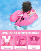 LAYCOL Baby Swimming Float Inflatable Baby Pool Float Ring with Sun Protection Canopy,add Tail no flip Over for Age of 3-36 Months