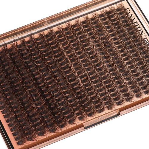 Brown Lash Clusters 320 Pcs Lash Extension Kit Fluffy DIY Eyelash Extensions Kit Natural Look Cluster Lashes D Curl 8-16 MM Mixed Lash Bond and Seal Lash Tweezers for Lash Clusters Kit DIY at Home