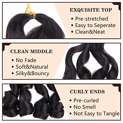 COOKOO 9 Packs 12 Inch French Curl Bob Braids Hair for Women 50g/pack Pre-Stretched French Curly Braiding Hair Natural Black Short Wave Curly Braiding Hair Extentions for BOHO Box Braids 1B#