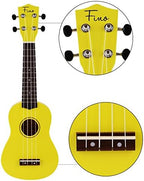 FINO Beginner Ukulele 21 Inch Soprano Ukelele for Kids Four String Wood Children Ukulele with Gig Bag (Yellow)