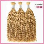 27 Honey Blonde Human Braiding Hair Deep Curly Bulk Human Hair for Braiding 100g No Weft Hair Extensions 100% Brazilian Virgin Human Hair Bulk Human Braiding Hair for Boho Braids 16 Inch
