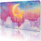 MTG Playmat with Zones Magic Card Playmat Game Mat,TCG & CCG Card Games Mat with Free Storage Bags Size 24 x 14 Inches (with Zones,Moon)