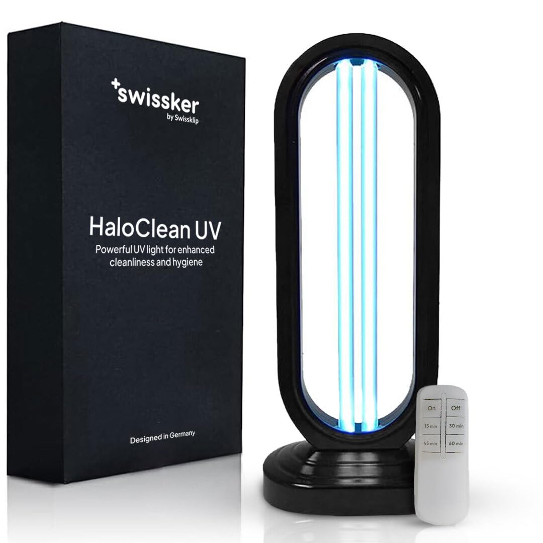 Swissklip Swissker HaloUV, Mold Remover, Home Disinfection Device, Dust Mites Remover, UV Light Sanitizer, Ultraviolet Sanitizer for Home, Room & Kitchen, Ultraviolet Light with 4 Speed Timings