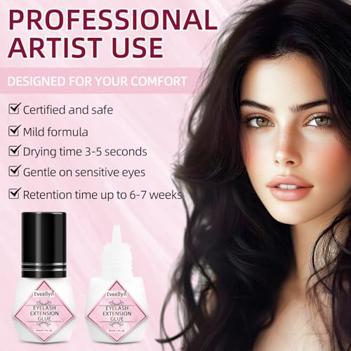 Lash Extension Glue 5ml, Eyelash Extension Glue, 2-3s Drying Time, Retention up to 7-8 Weeks, Power Extreme Waterproof for Professional Use Only