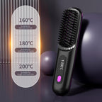 Go Brush Pro Hair Straightener & Curler 2-in-1 – Cordless Comb with Negative Ion, 4000mAh Fast Heating & Portable Travel Design, Rechargeable Brush for Straightening and Curling (1Pcs)