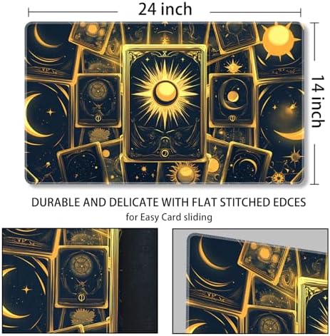 MTG Playmat Magic Card Playmat Game Mat,TCG & CCG Card Games Mat with Free Storage Bags Size 24 x 14 Inches (No with Zones,Card)