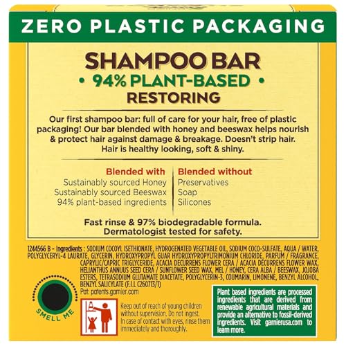 Garnier Whole Blends Restoring Shampoo Bar for Dry, Damaged Hair, Honey Treasures, 2 Oz, Pack of 6 (Pack of 6)