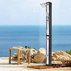 VINGLI Solar Heated Shower with Shower Head, Handhold/Foot Shower Tap for Outdoor Backyard Poolside Beach Pool Spa,Black (10.6 Gallon- Sliver&Black Surface)