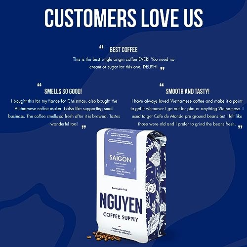 Nguyen Coffee Supply - Saigon Robusta & Arabica Blend: Dark Roast Premium Whole Coffee Beans, Vietnamese Single Origin, Direct Trade, Low Acid, High Caffeine, Roasted in Brooklyn [5 lb Bag]
