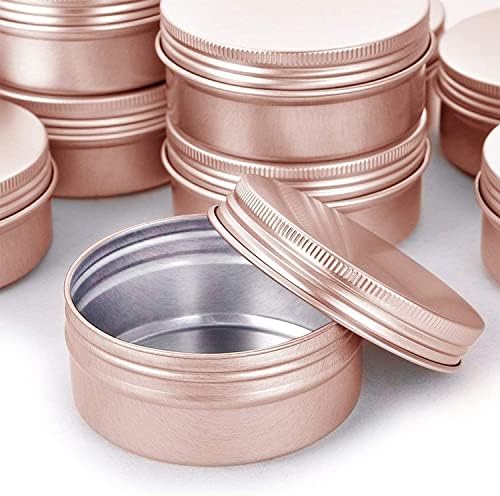 4 oz Aluminum Tin Jar with Screw Cap Refillable Container for Cosmetic, Lip Balm, Cream, Rose Gold 12 Pcs.