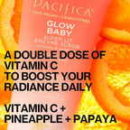 Pacifica Glow Baby Exfoliating Face Scrub, Brightening Enzyme Facial Cleanser w/ Vitamin C & Glycolic Acid for Radiant Smooth Skin, Unclogs Pores & Removes Dead Skin, Microbead-Free Vegan (4 fl oz)