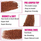 Boho Crochet Braids Human Hair Mixed 18 Inch Goddess Crochet Boho Box Braids with Human Hair Mixed Curls Ginger Color Bohemian Braids Crochet Hair for Black Women Human Hair(18Inch #350)
