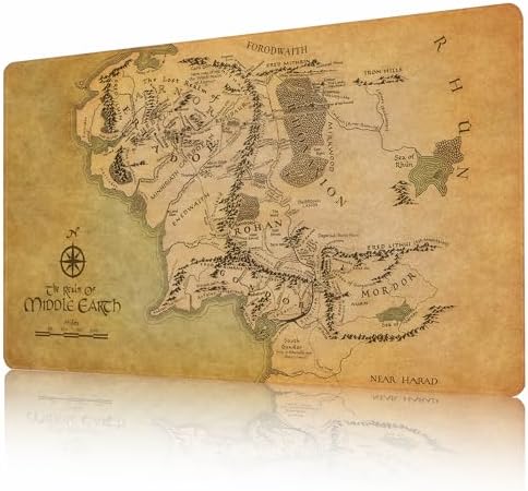 MTG Playmat Non-Slip Rubber Backing Printing Commander Board Game Desk Mat Duel Mat TCG PTCG Playmat 24x14 inches and Free Storage Bags (Middle Earth)