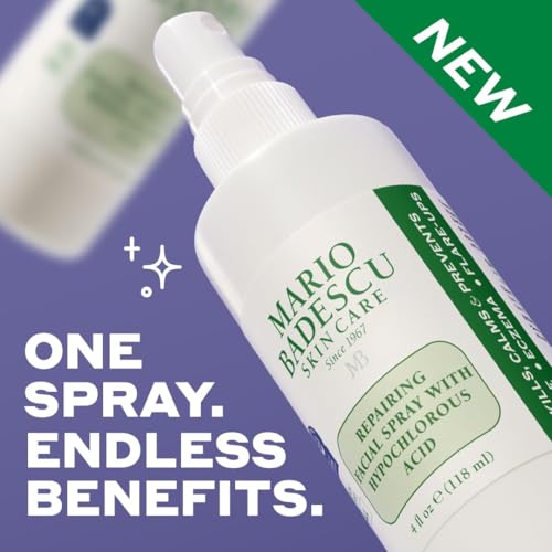Mario Badescu Repairing HOCl Facial Spray with Hypochlorous Acid – Soothes & Calms Angry, Irritated Skin, Reduce Redness & Flare-Ups – pH Balancing, Non-Irritating Cleanser, Fragrance-Free