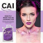 Body Glitter Gel- Face, Body & Hair (2 PK Silver/Violet) Chunky Iridescent Holograph Stars & Moon, 6 oz | Cosmetic-Grade Makeup, Apply Without Glue, Easy to Take Off & Keep Skin Clean - for Raves