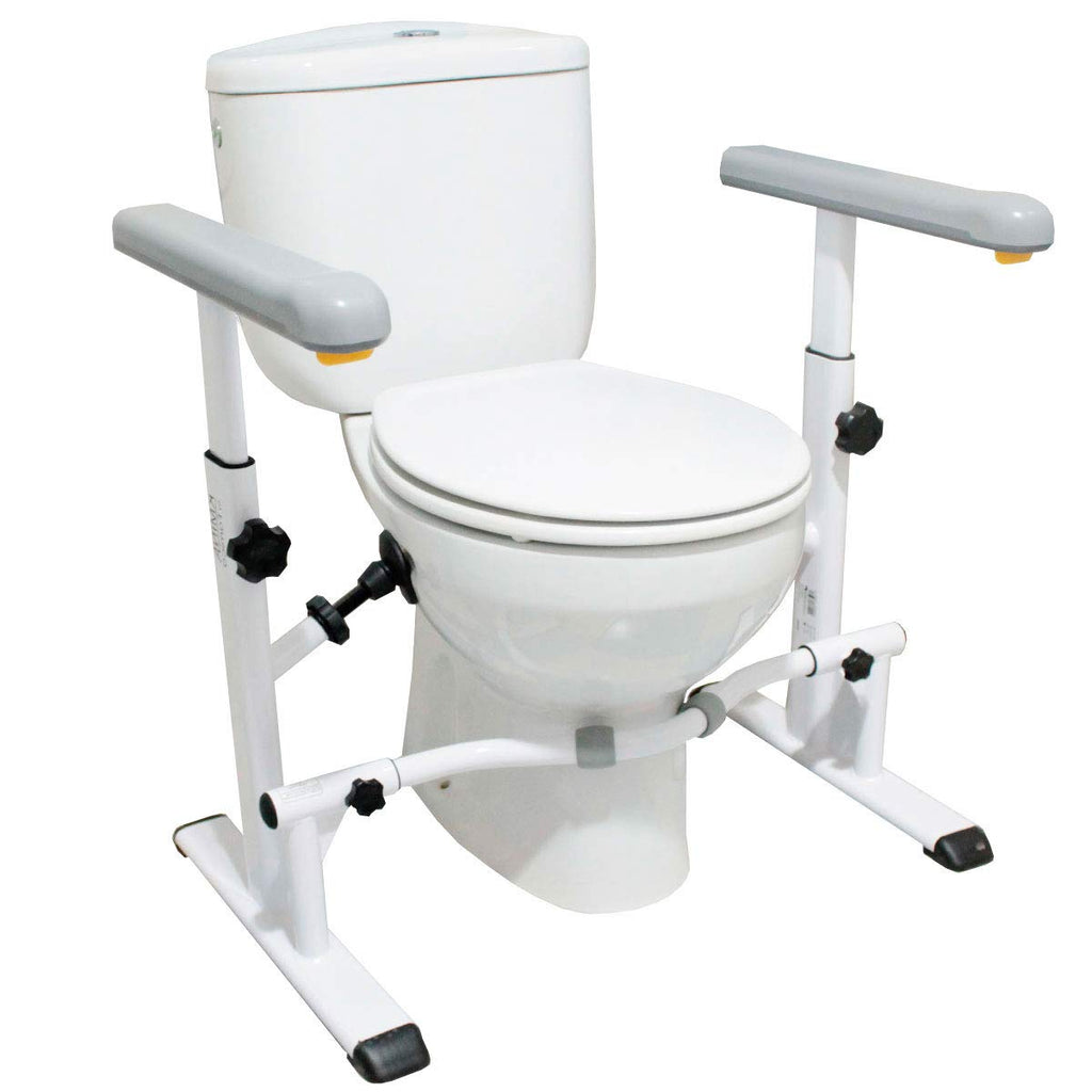KMINA Toilet Safety Rails for Seniors, Heavy Duty Frame with Handles, Adjustable Height and Width, Handicap Grab Bars