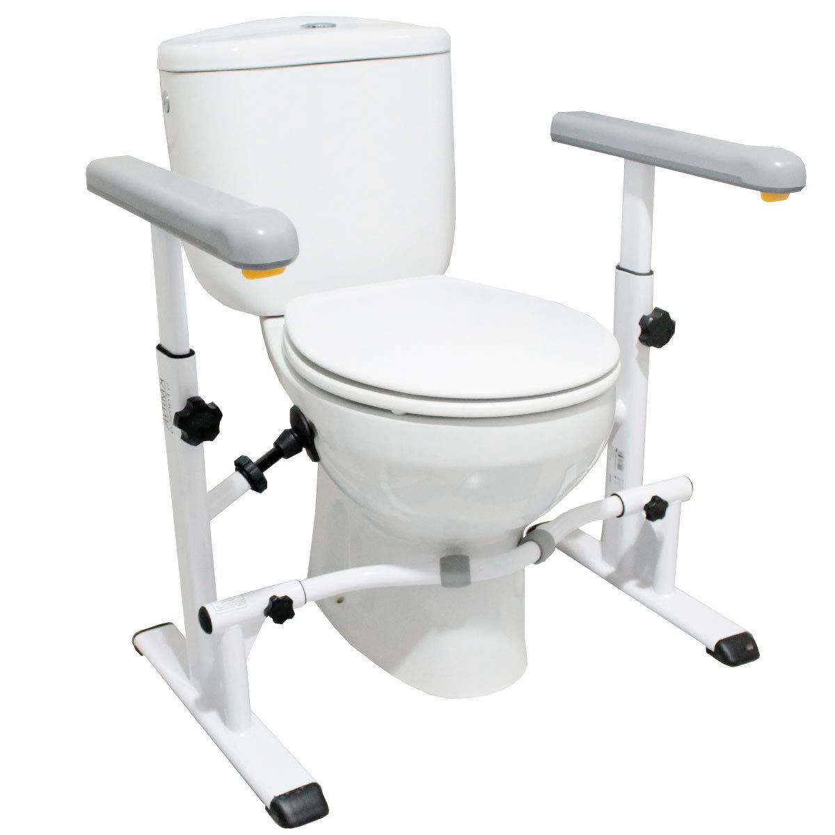 KMINA Toilet Safety Rails for Seniors, Heavy Duty Frame with Handles, Adjustable Height and Width, Handicap Grab Bars