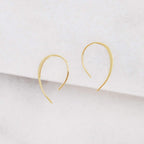 Upside Down Hoop Earrings - 18K Gold Plated Wire Threader Hoops for Women