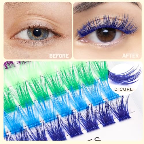 Wide Stem With Various Colored False Eyelashes D Curl Eyelash String 10-20mm Choose Professional Makeup Personal Eyelash String Grafted Eyelash Extension Cluster（10 colors-10mm Lashes Kit）