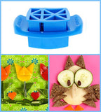 FunBites Set of 3 Food Cutters, Green Squares, Pink Hearts, Blue Triangles