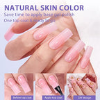BTArtbox XCOATTIPS Soft Gel Nail Tips - Long Square Press On Nails Pink Colored Natural with Tip Primer Cover, One-Step Full Cover Fake Nails Gel Nails for Nail Extensions Art