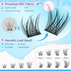 Natural Lash Extension Kit Wispy Lash Clusters Kit Lashes Clusters C Curl Cluster Eyelash Extension DIY Cluster Lashes with Lash Bond Seal Lash Glue Remover Lash Tweezers Individual Lashes