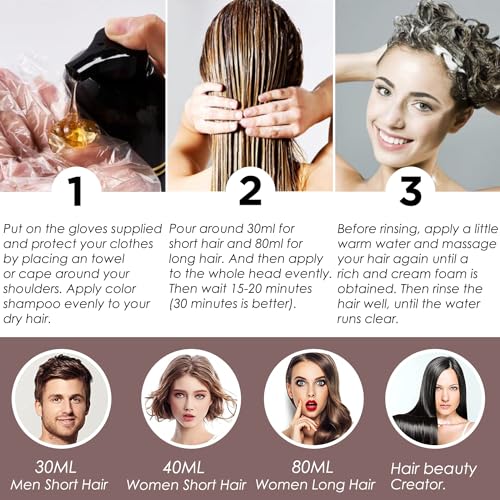 TSSPLUS Dark Red Wine 3 in 1 Instant Hair Color Shampoo for Gray Hair, Herbal Hair Dye Shampoo for Women Men, Long Lasting Red Hair Shampoo, 17 Fl Oz, Dark Red Wine