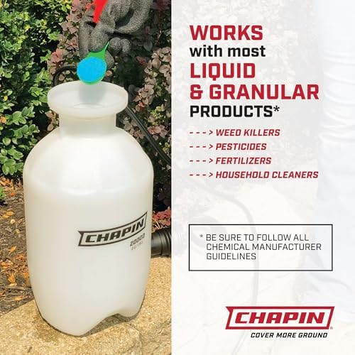 Chapin 20003 Made in USA 3-Gallon Lawn and Garden Pump Pressured Sprayer, for Spraying Plants, Garden Watering, Lawns, Weeds and Pests, Translucent White