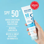 Bundle of BLUE LIZARD Sensitive Mineral Sunscreen with Zinc Oxide Sensitive, SPF 50 5 Fl Oz + 3-Pack Blue Lizard Mineral SPF 15 Lip Balm:Natural Coconut Flavor, Each Tube 0.13 oz.