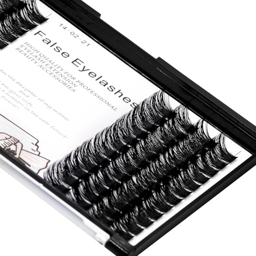 Bodermincer 84 Clusters Large Pack D Curl Volume Lashes Set Wide Cluster False Eyelash DIY Eyelash Extension Individual Lash Girl Women Home Eyelash Extension (14mm)