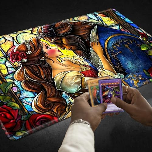 Playmats for Magic: The Gathering MTG Card Game Mat Plus 50 Pcs Card Sleeves, 24 x 14 inch TCG Mat with Stitched Edge for Commander Deck Duskmourn Board Game, Heiress Beast Red Rose