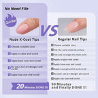 BTArtbox XCOATTIPS Natural Nail Tips - Extra Short Almond Press On Nails Pink, Long Lasting Soft Gel Nails False Nail, Soak Off Acrylic Fake Nails Extensions for Nail Art DIY