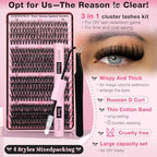 Eyelash Clusters Kit 60+70+80+100D Individual Lashes 320Pcs 12-18mm Lash Extension Kit Wispy Eyelash Extension Kit Fluffy Volume Waterproof Cluster Eyelash Extensions Kit